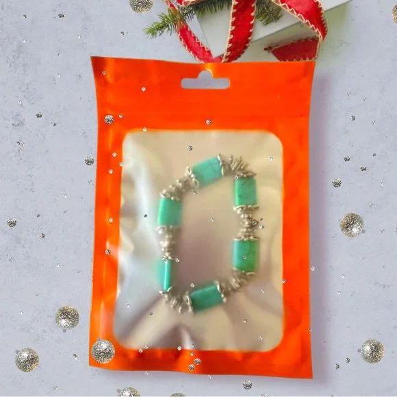 Turquoise And Silver Band Bracelet - Picture 4 of 5